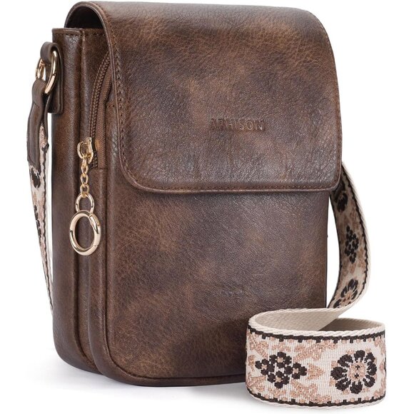 Handbags - Small Leather Crossbody Bag for Women Phone Wallet Purse Card Slots Adjustable S